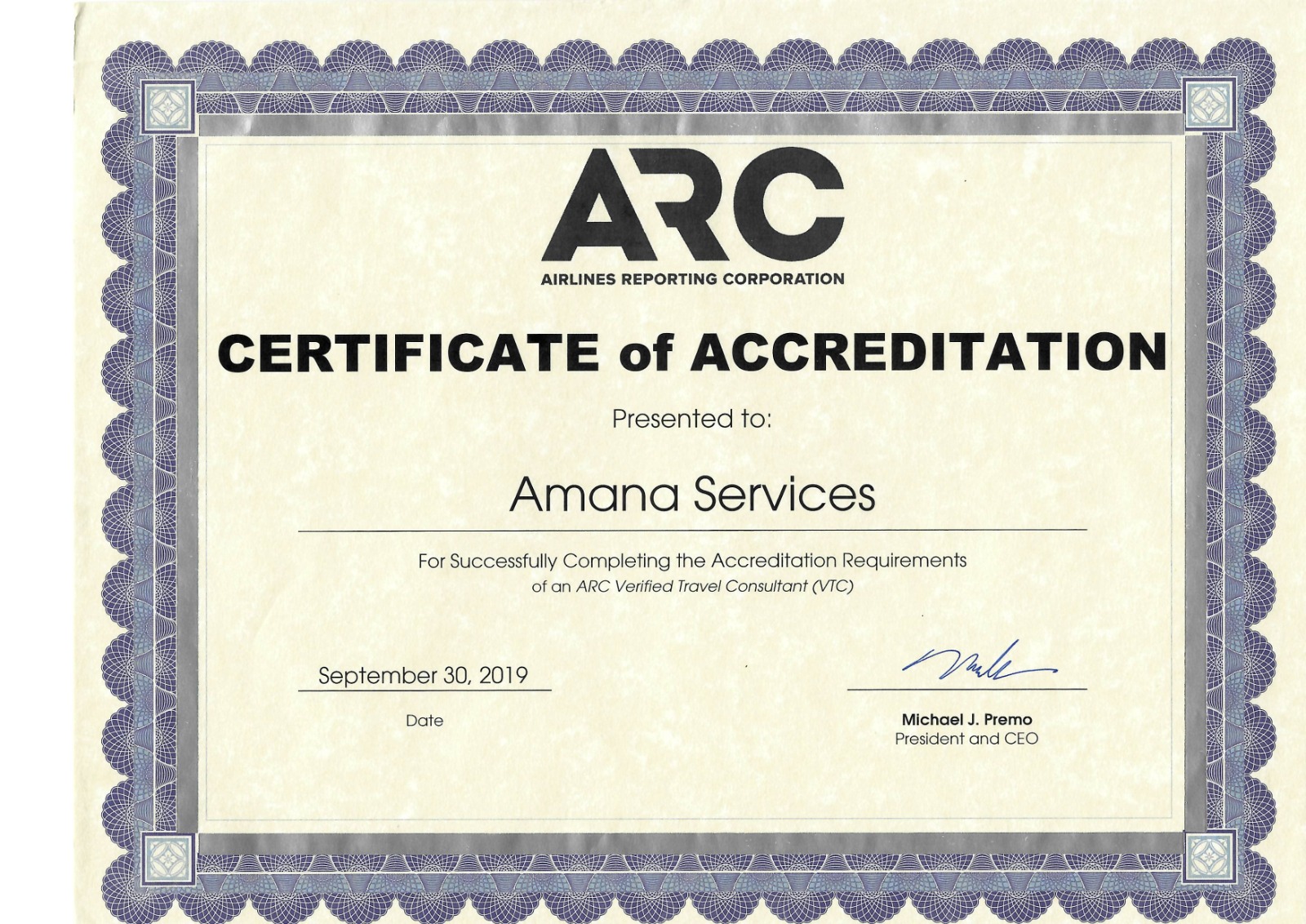 ARC Certificate